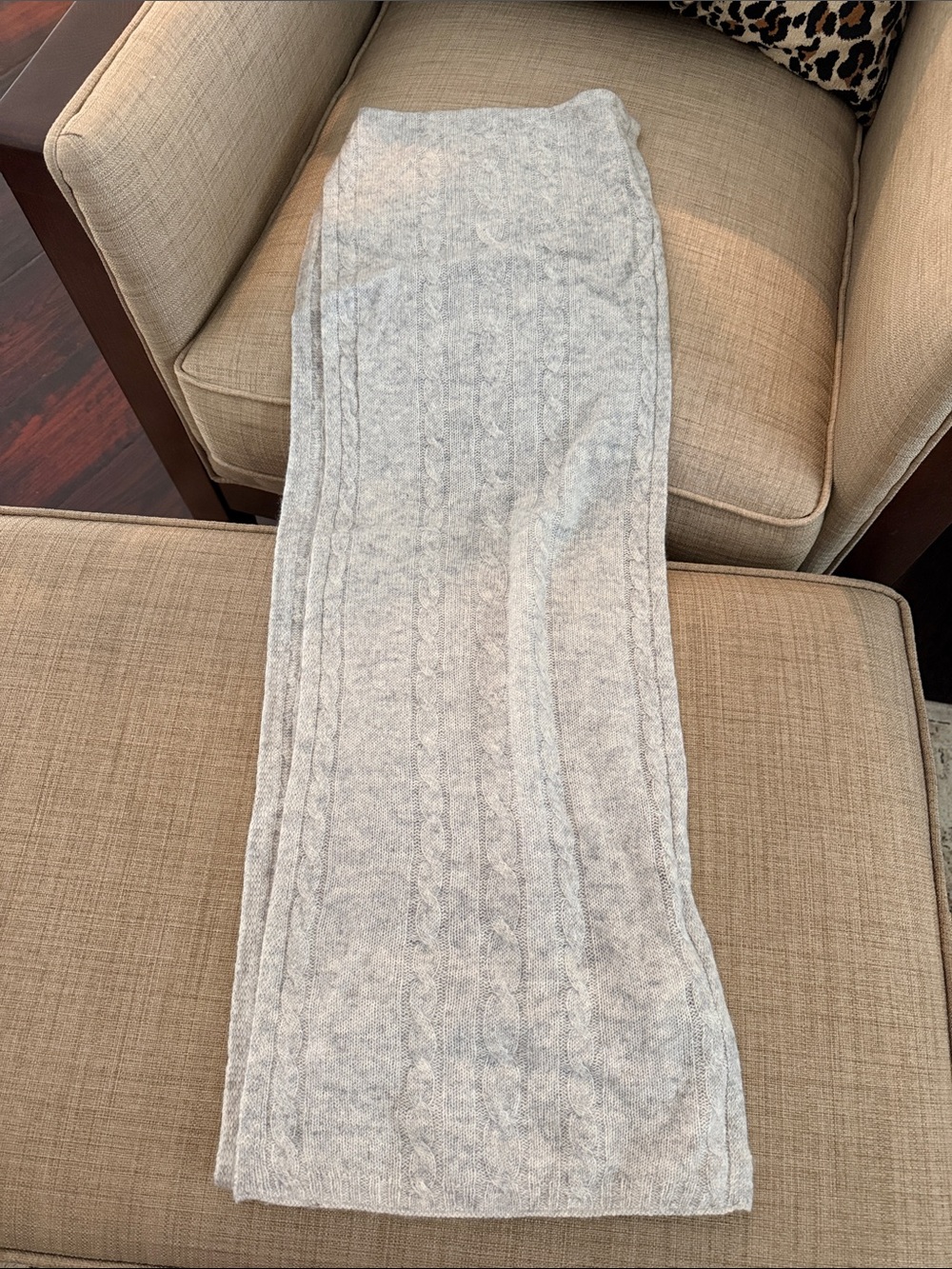 Cashmere Gray Cable-Scarf/Wrap